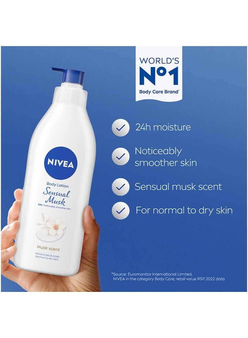 Nivea Pack Of 2 Sensual Musk Body Lotion 400ml - Image 3
